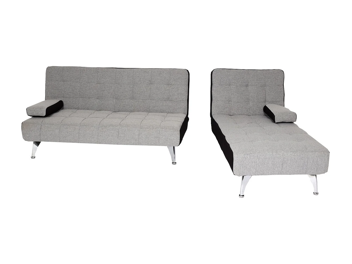 Rozkładana sofa MCW-K22,  tkanina/materiał jasnoszary, czarny