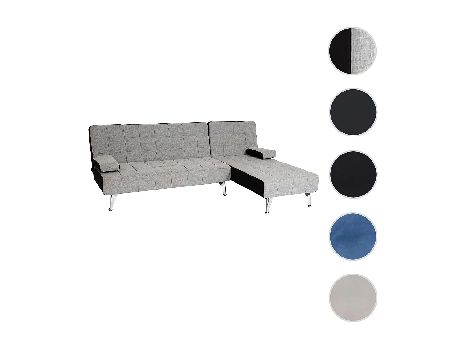 Rozkładana sofa MCW-K22,  tkanina/materiał jasnoszary, czarny