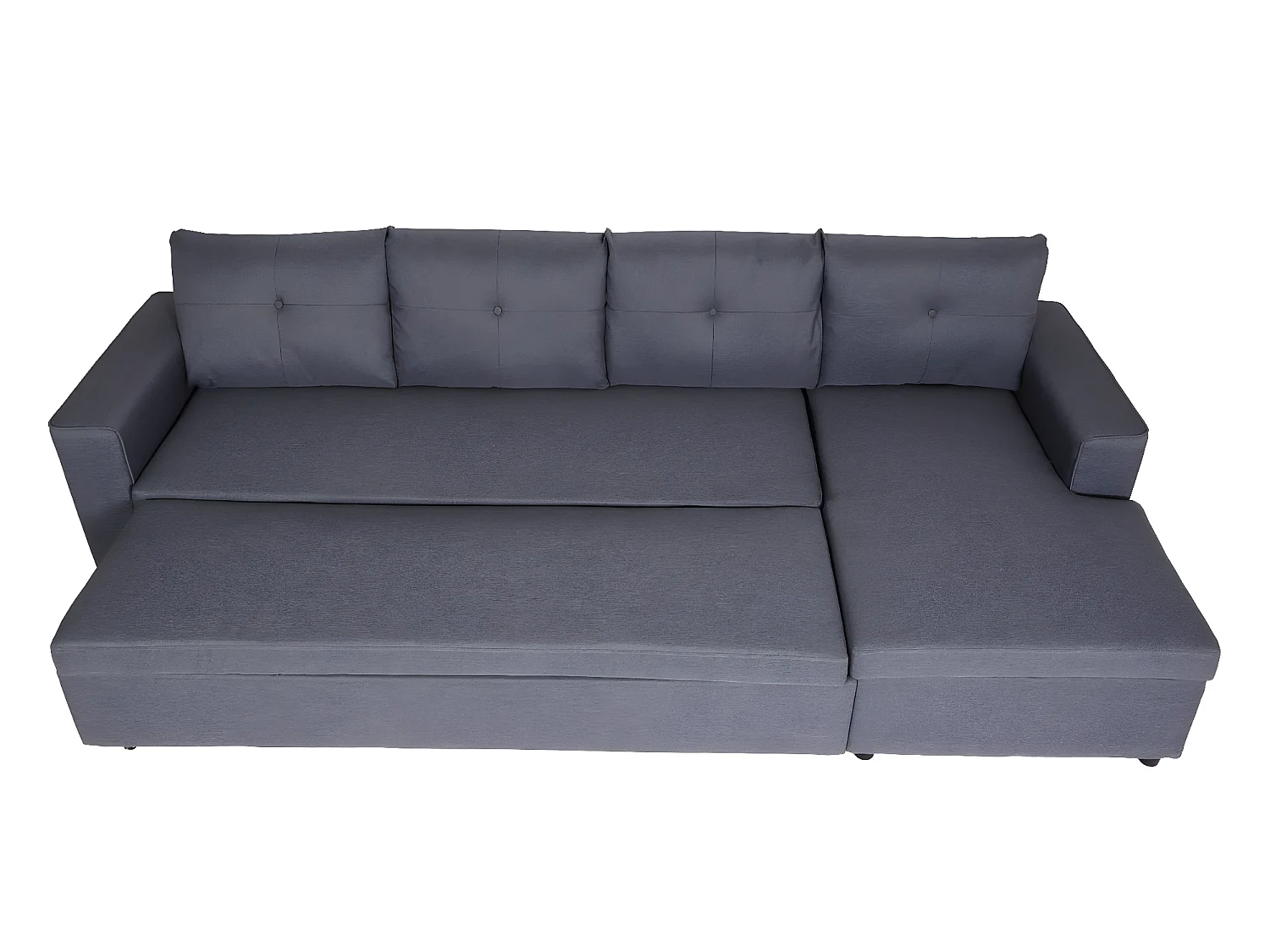 Ecksofa mit Bettkasten MCW-L16, Dunkelgrau