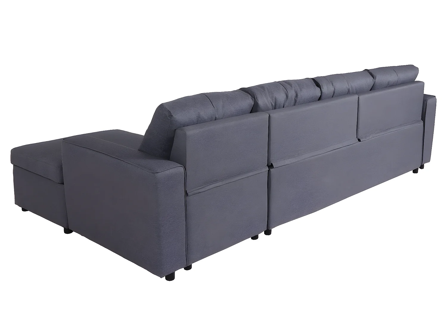 Ecksofa mit Bettkasten MCW-L16, Dunkelgrau