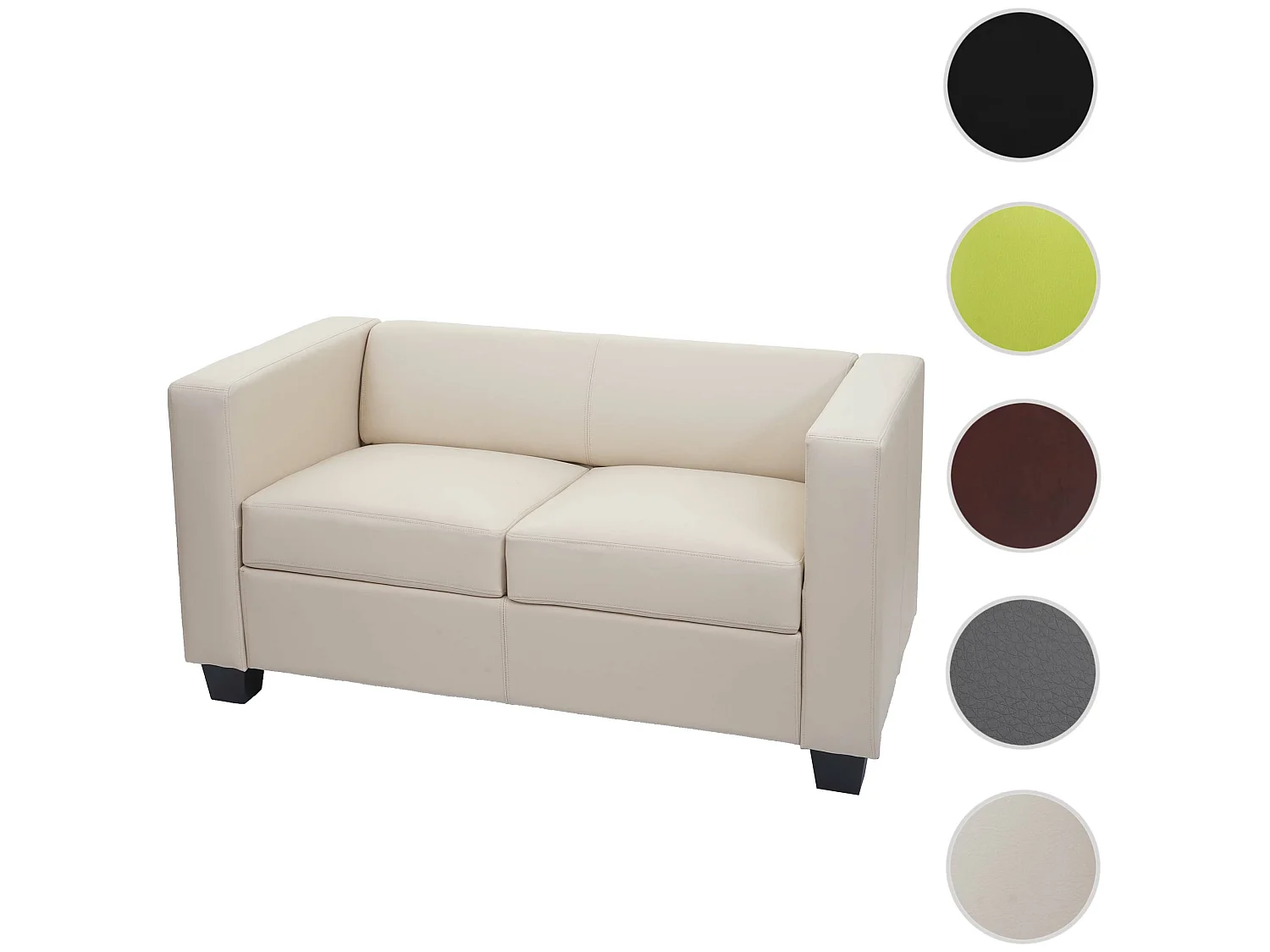 2er Sofa Lille, Kunstleder, creme