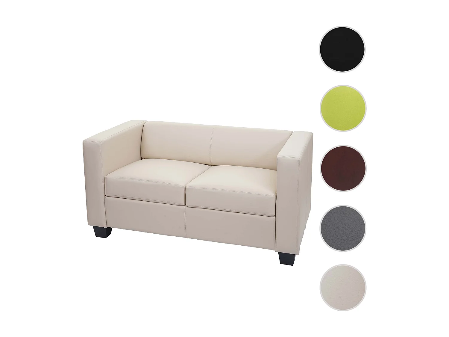 2er Sofa Lille, Kunstleder, creme