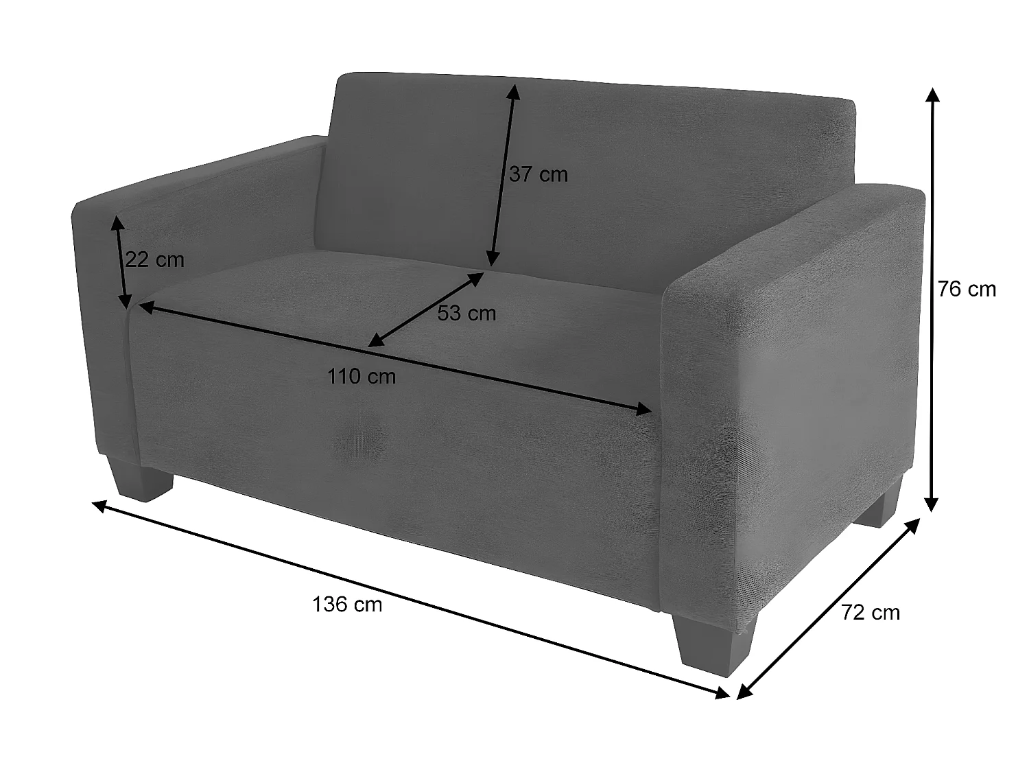 Zestaw sof Moncalieri (zestaw 2 sztuk),  szary