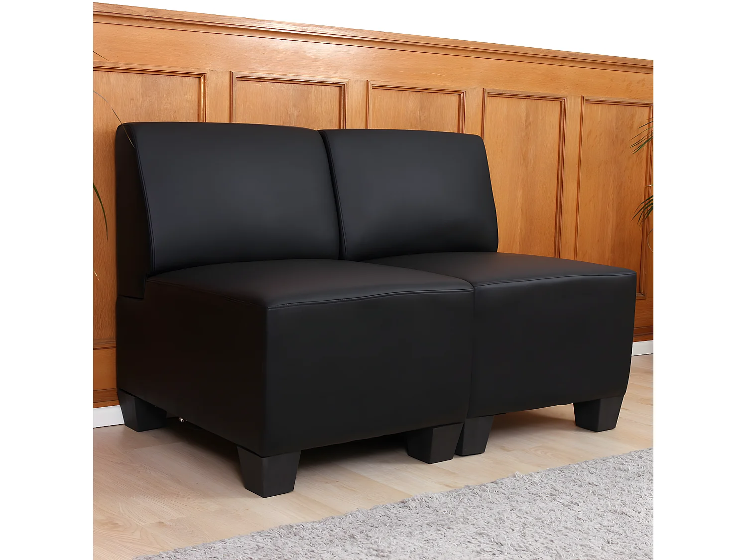 2-osobowy Moncalieri,  czarny, bez podłokietników