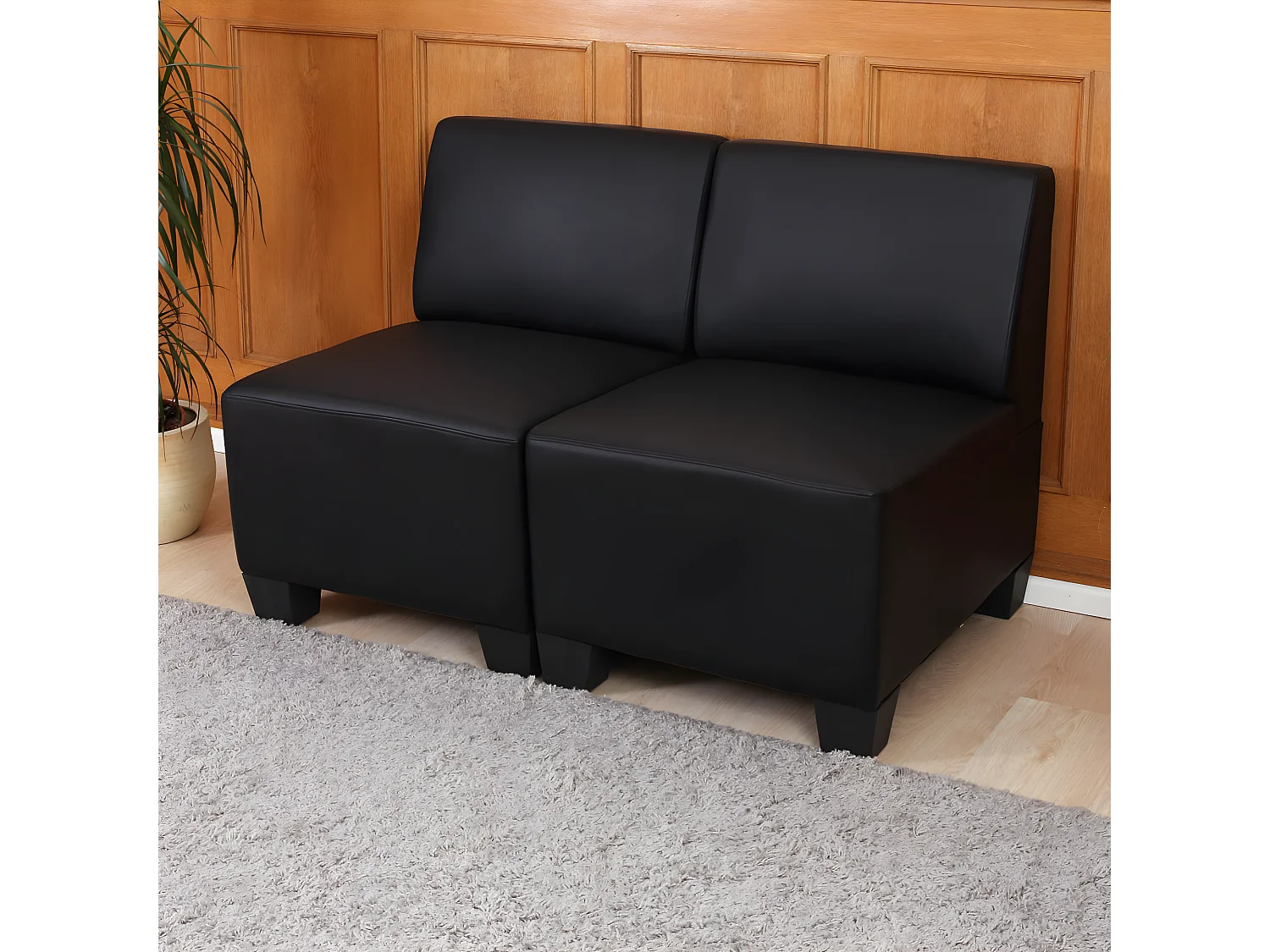 2-osobowy Moncalieri,  czarny, bez podłokietników