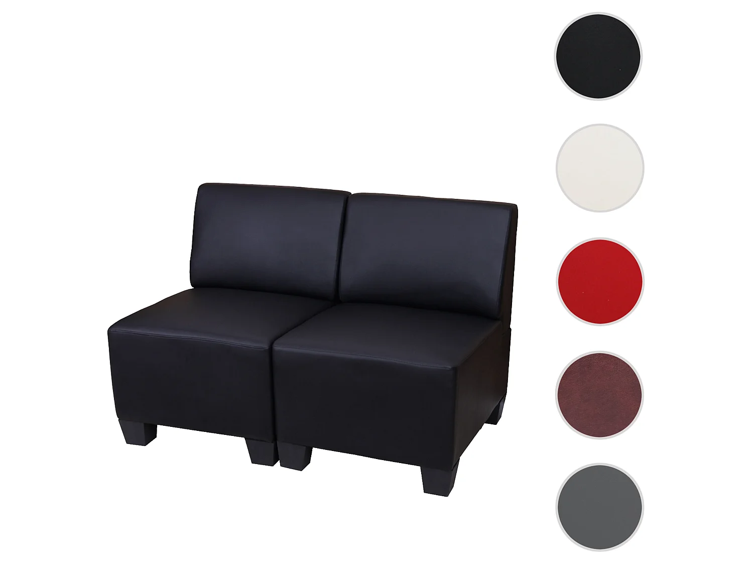 2-osobowy Moncalieri,  czarny, bez podłokietników