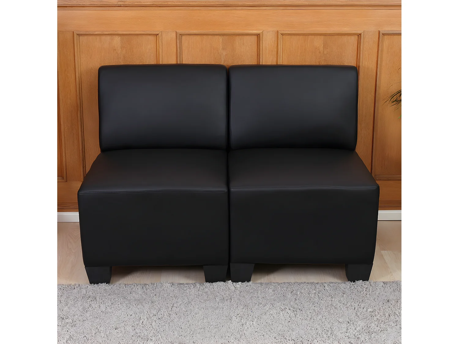 2-zits Moncalieri,  zwart, zonder armleuningen