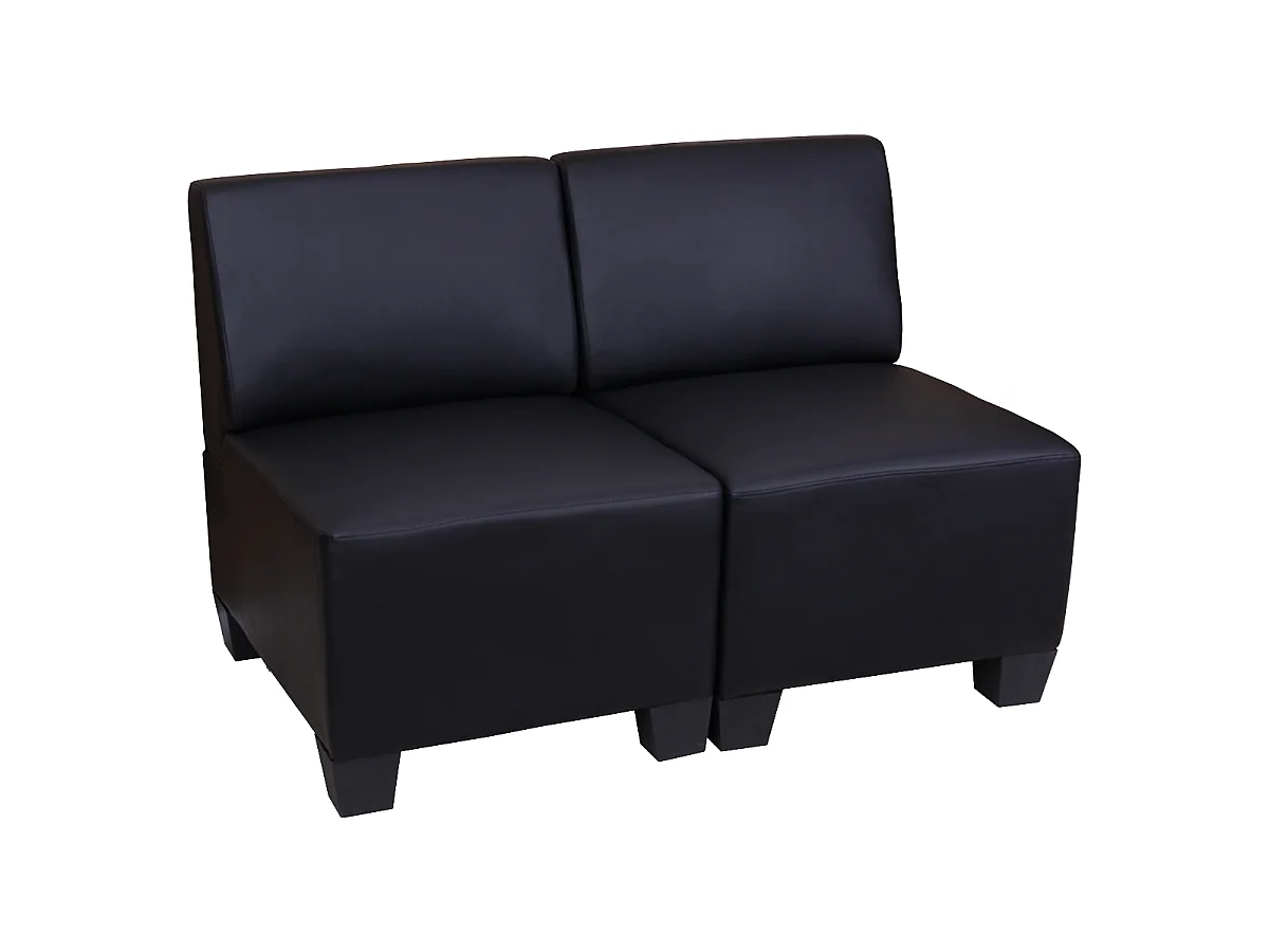 Salotto modulare componibile lounge moderno Lione N71 ecopelle ~ divano 2 posti senza braccioli nero