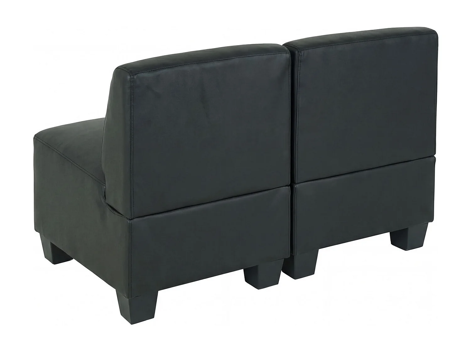 Salotto modulare componibile lounge moderno Lione N71 ecopelle ~ divano 2 posti senza braccioli nero