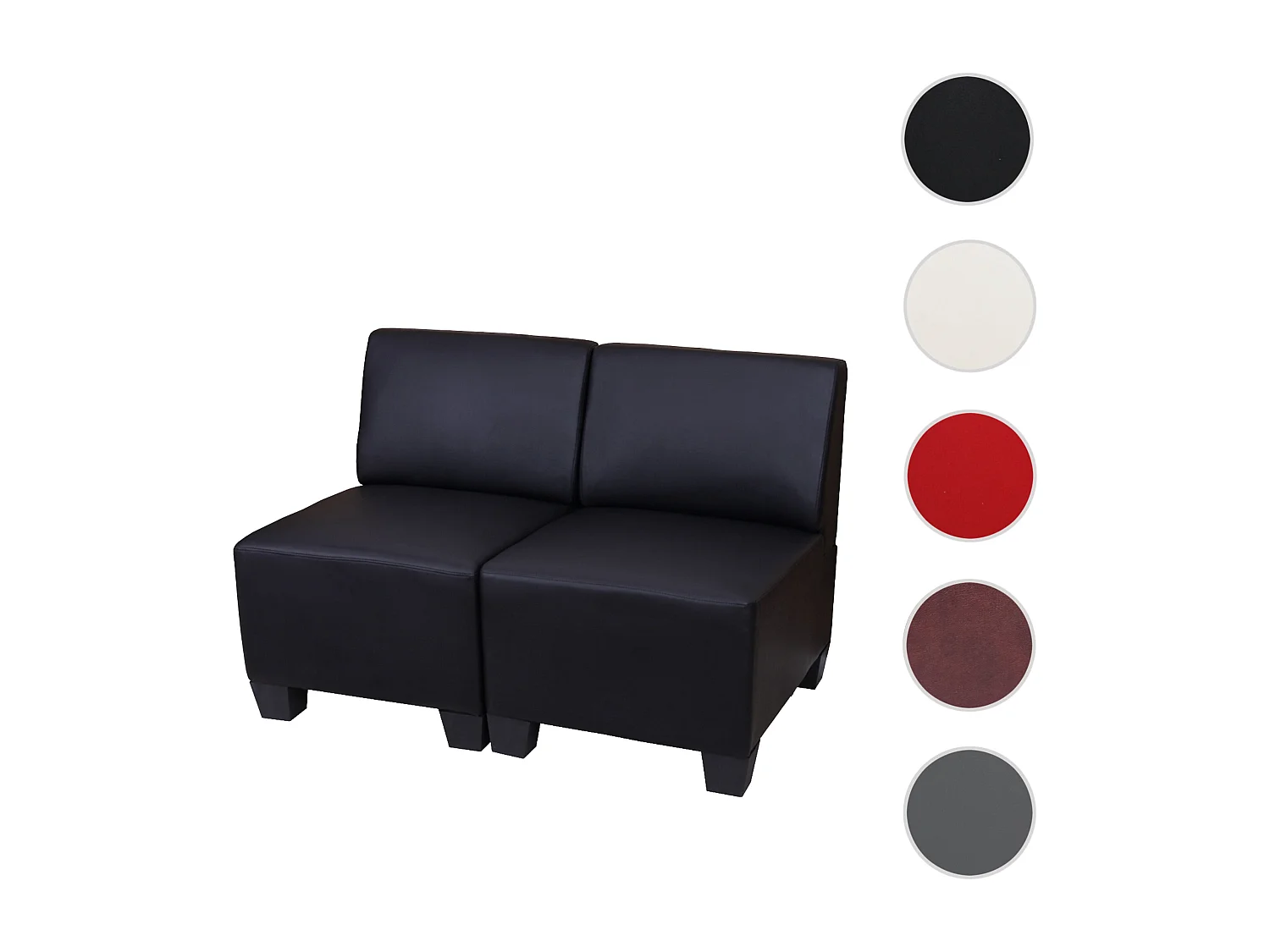 Salotto modulare componibile lounge moderno Lione N71 ecopelle ~ divano 2 posti senza braccioli nero