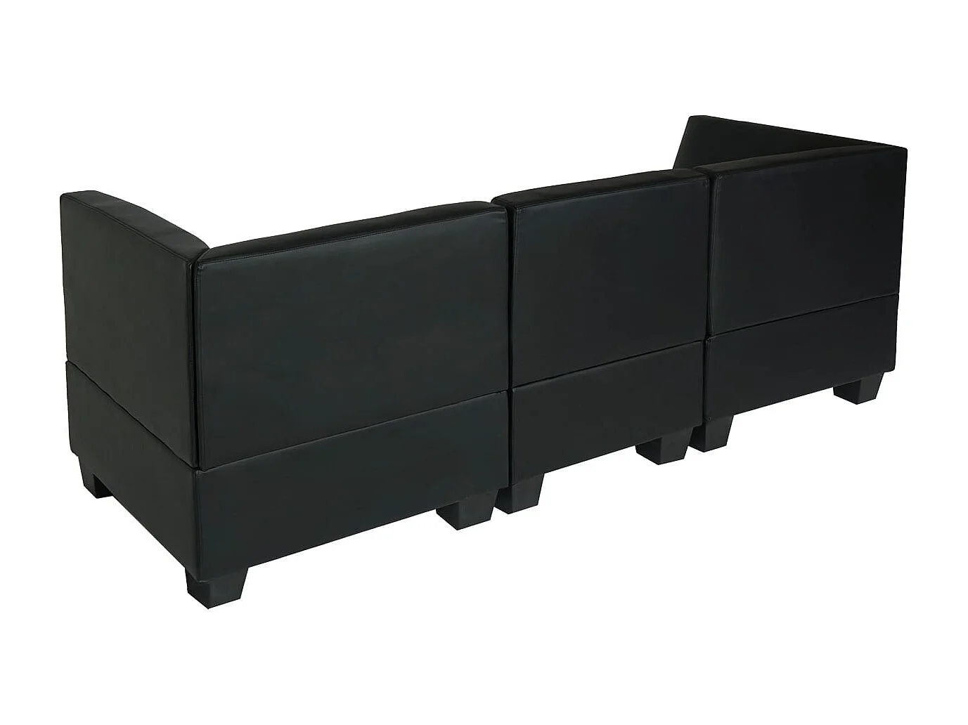 Modułowa sofa 3-osobowa Moncalieri,  czarna, wysokie podłokietniki
