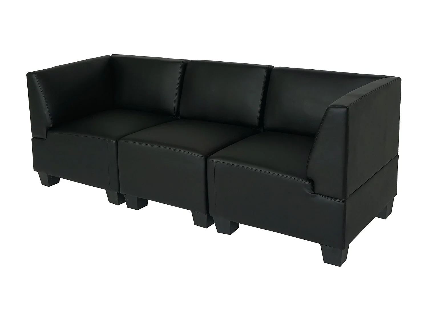 Modułowa sofa 3-osobowa Moncalieri,  czarna, wysokie podłokietniki