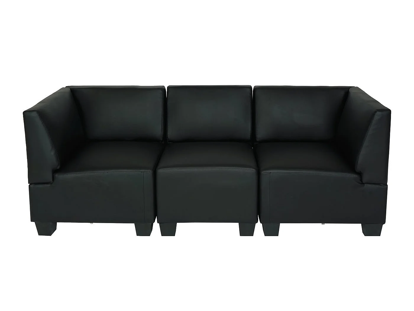 Modułowa sofa 3-osobowa Moncalieri,  czarna, wysokie podłokietniki