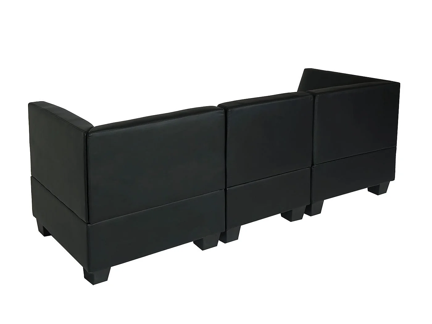 Modułowa sofa 3-osobowa Moncalieri,  czarna, wysokie podłokietniki