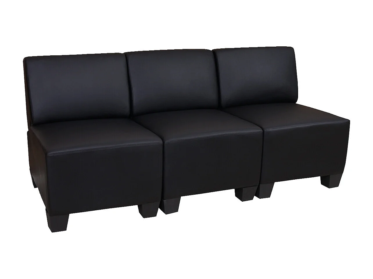 Canapé 3 places Moncalieri,  noir, sans accoudoirs