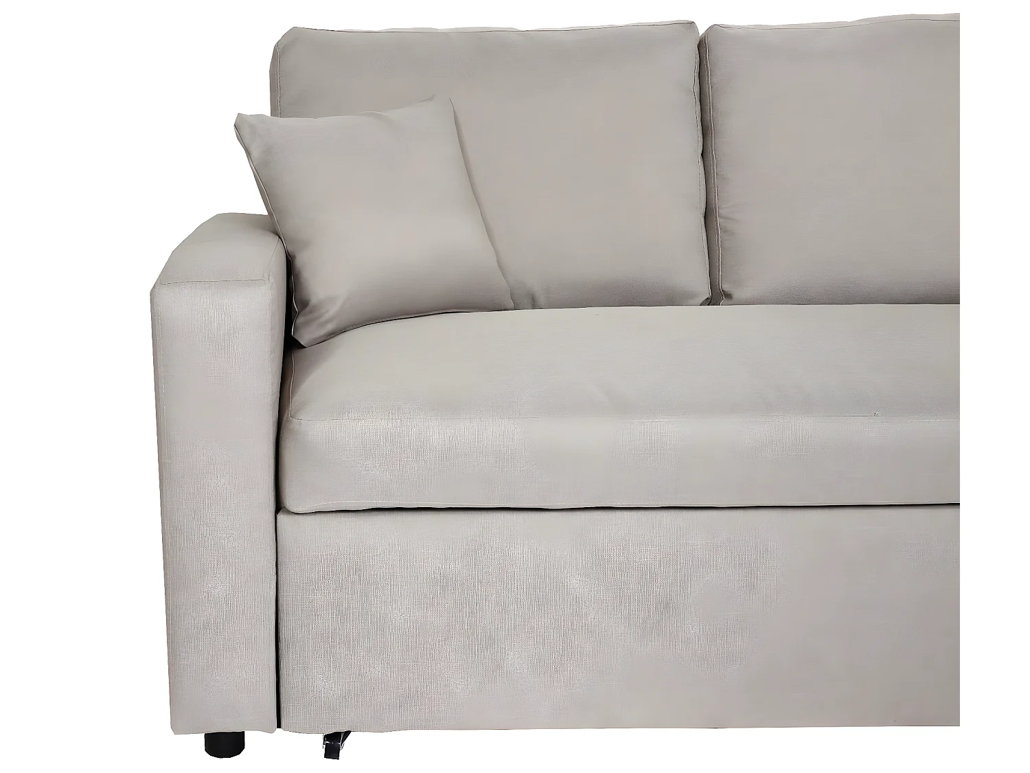 Divano letto angolare contenitore con penisola sofà reclinabile MCW-L17 legno tessuto beige