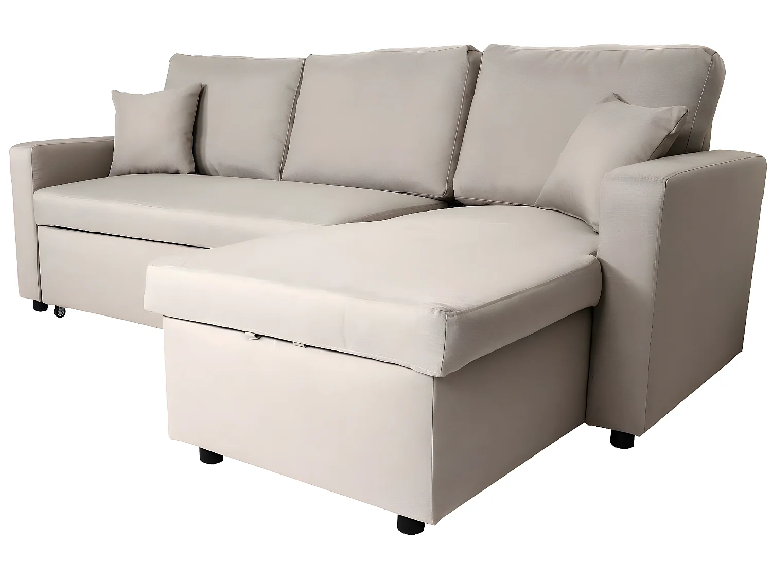 Ecksofa mit Bettkasten MCW-L17, Beige