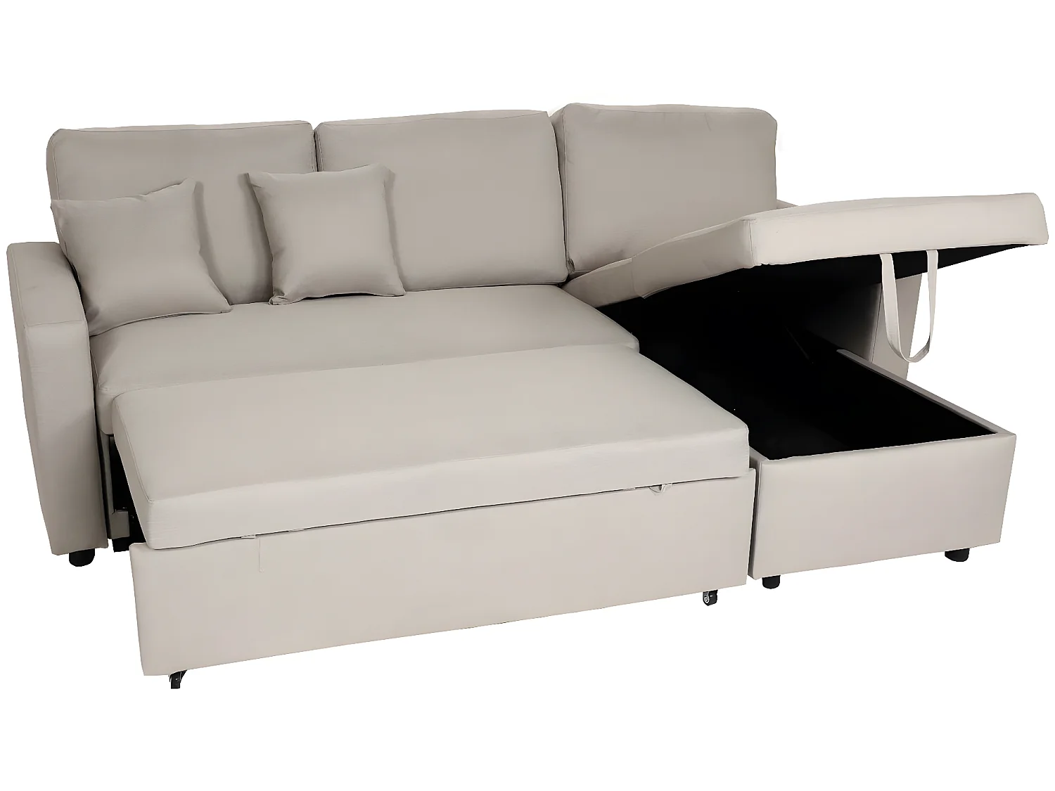 Ecksofa mit Bettkasten MCW-L17, Beige