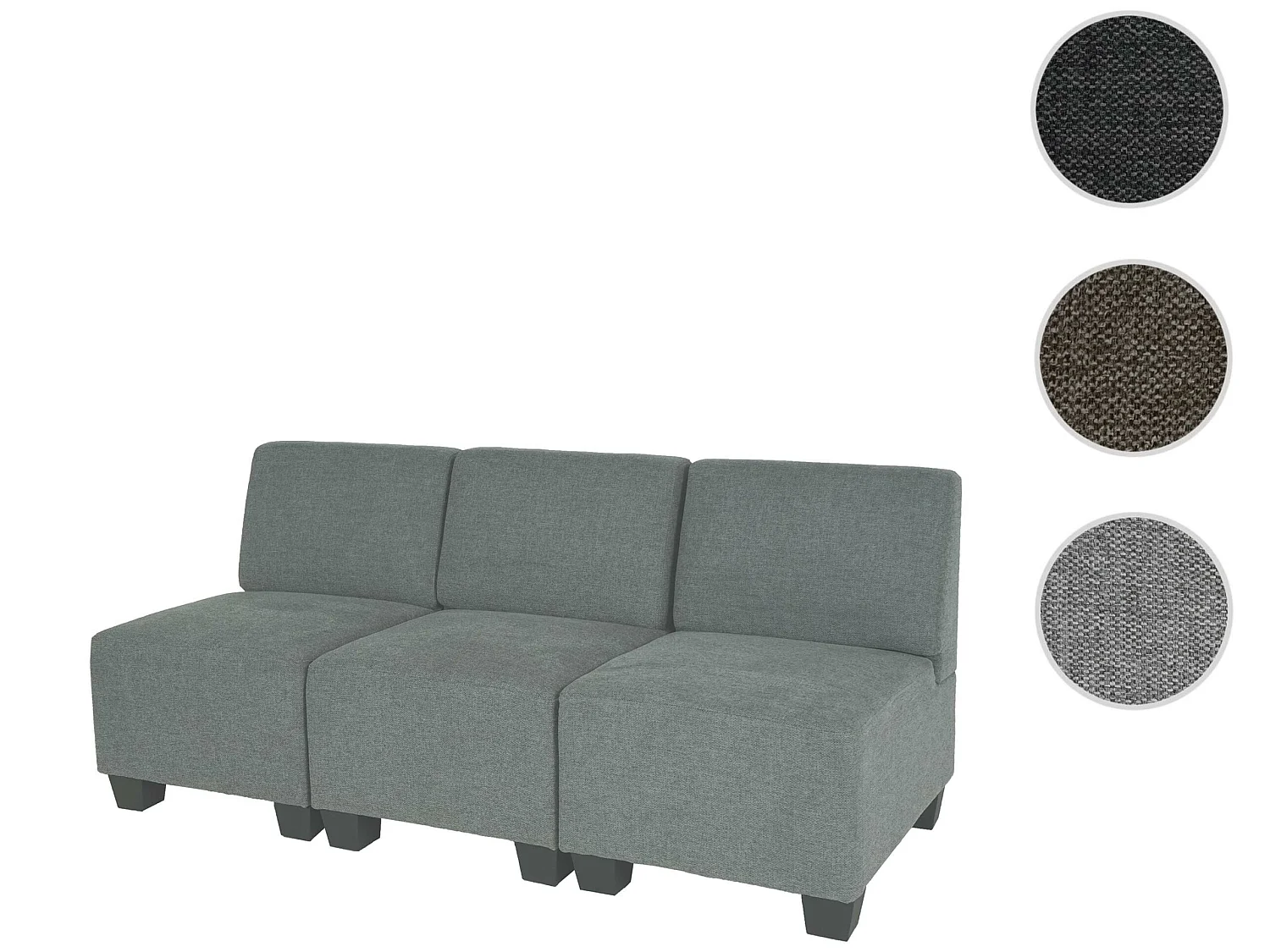 Sofá modular de 3 lugares Moncalieri,  cinzento, sem apoios de braços