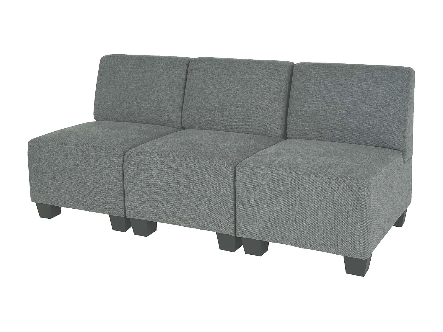 Modulaire 3-zitsbank Moncalieri,  grijs, zonder armleuningen