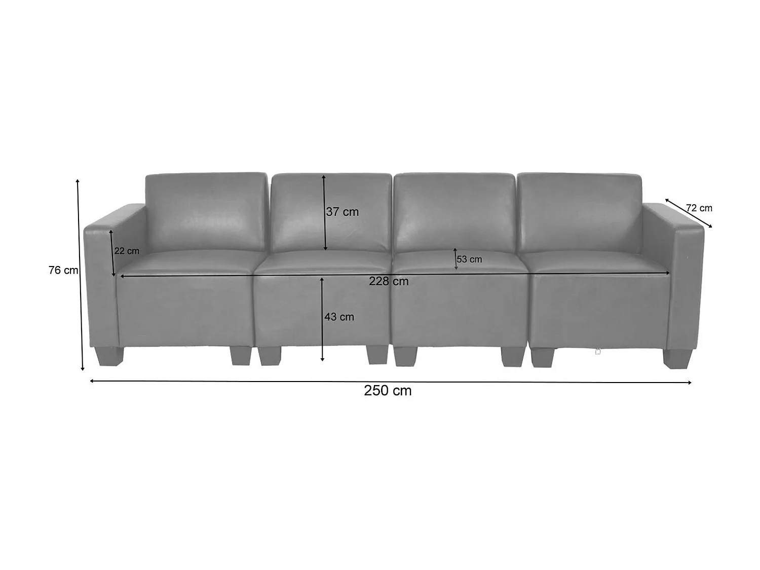 4-osobowa sofa Moncalieri,  czerwona