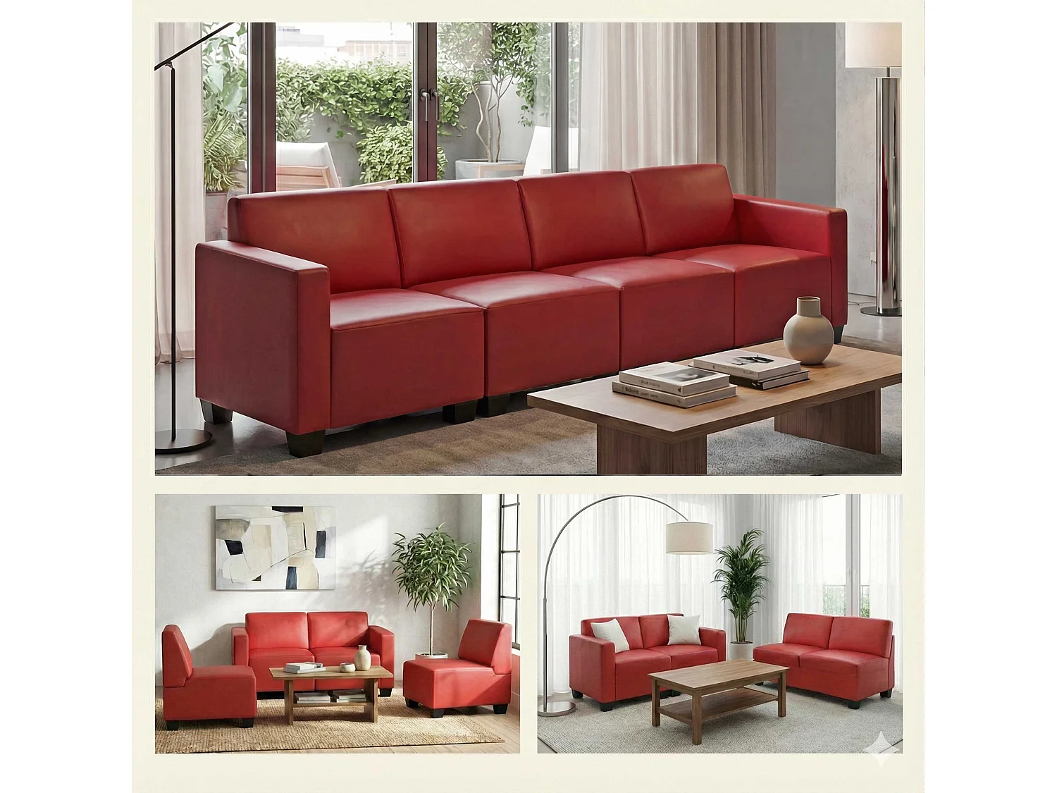 Moncalieri 4-seater sofa,  red