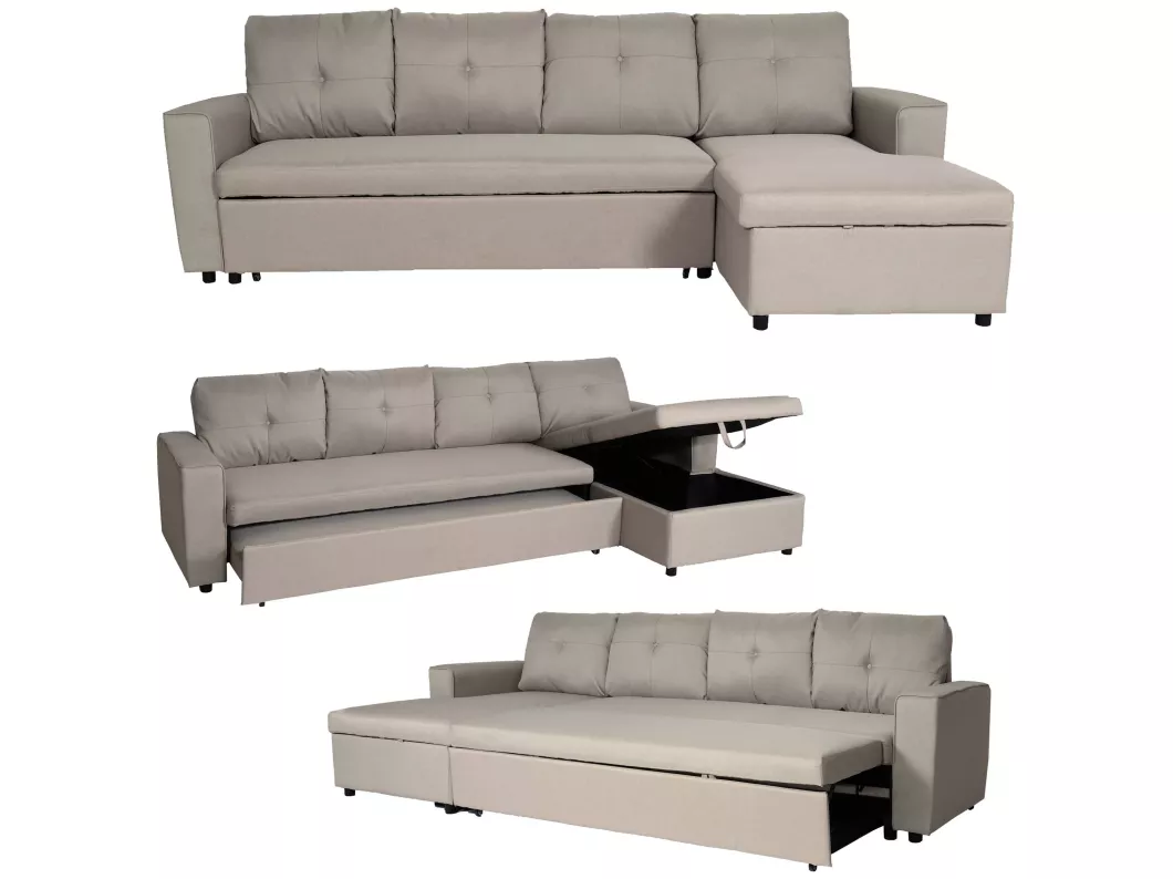 Kauf Unique Ecksofa mit Bettkasten MCW-L16, Beige