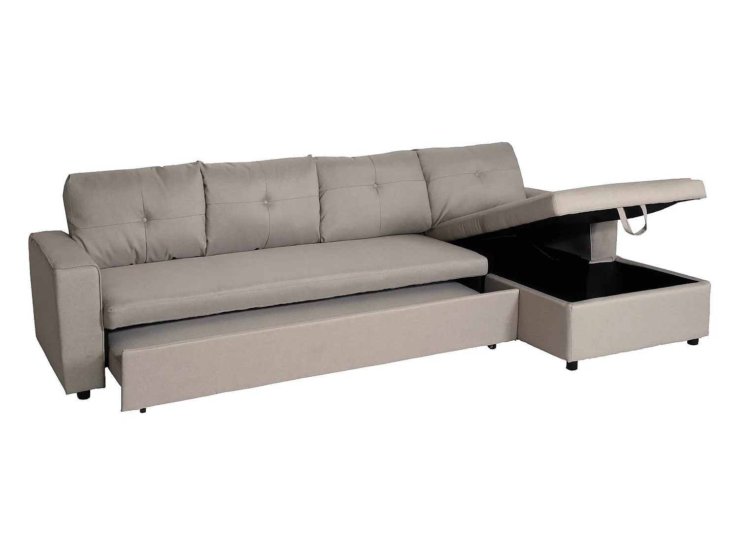 Ecksofa mit Bettkasten MCW-L16, Beige