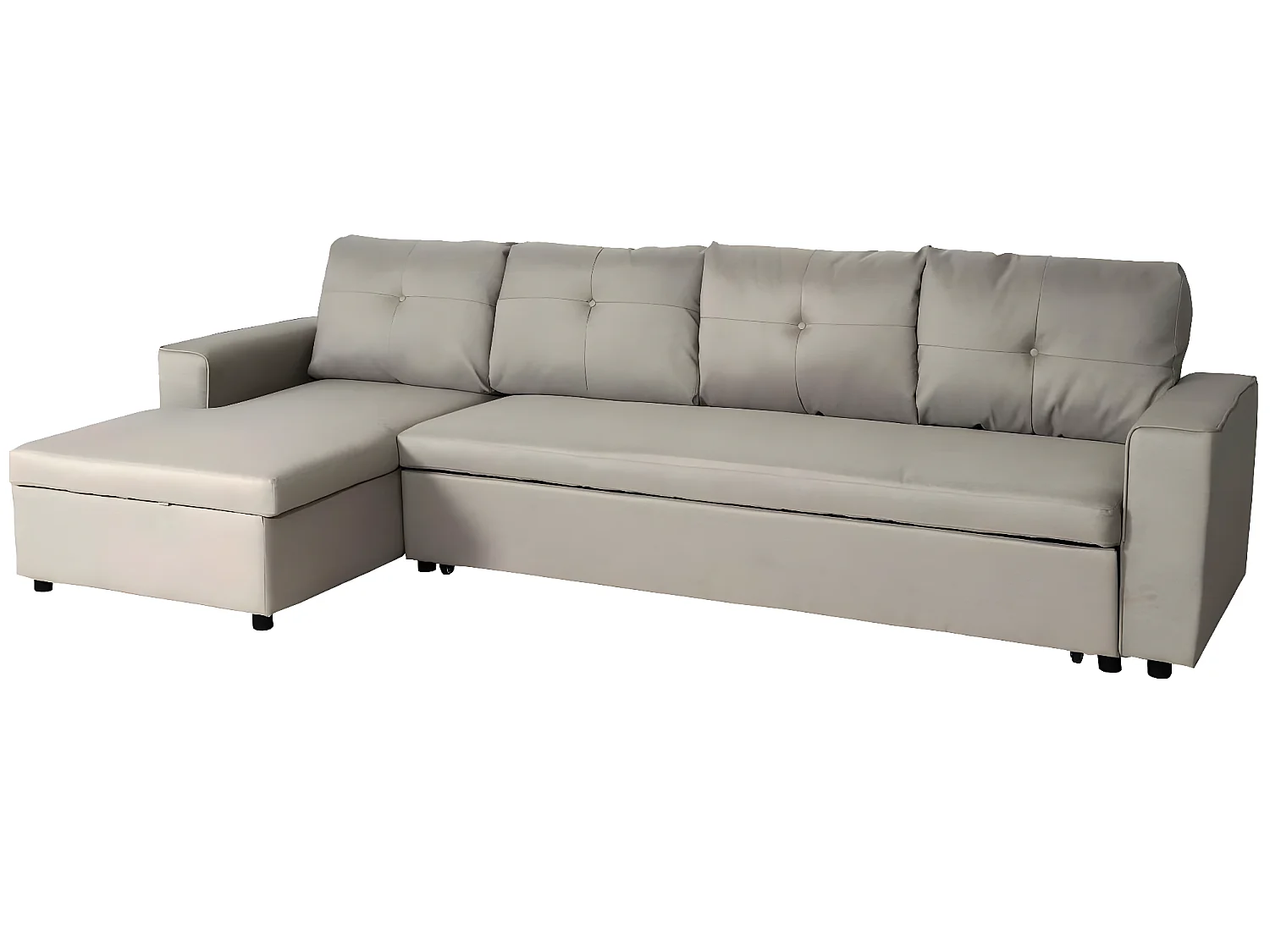 Ecksofa mit Bettkasten MCW-L16, Beige