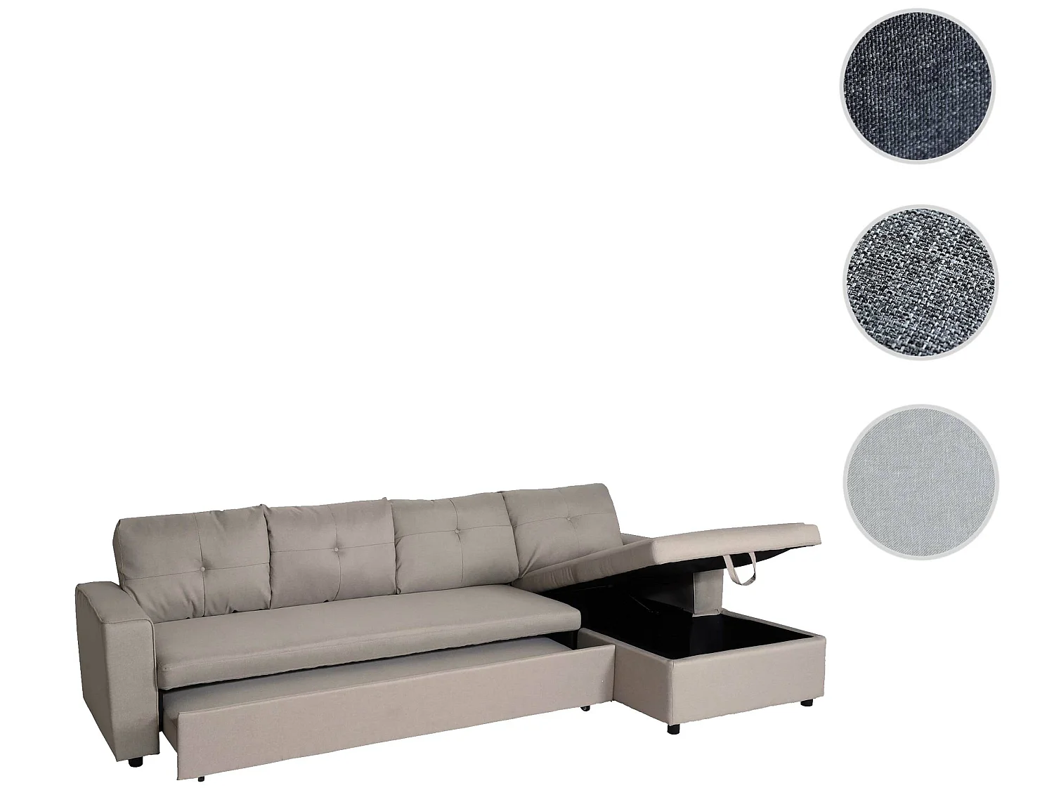 Ecksofa mit Bettkasten MCW-L16, Beige