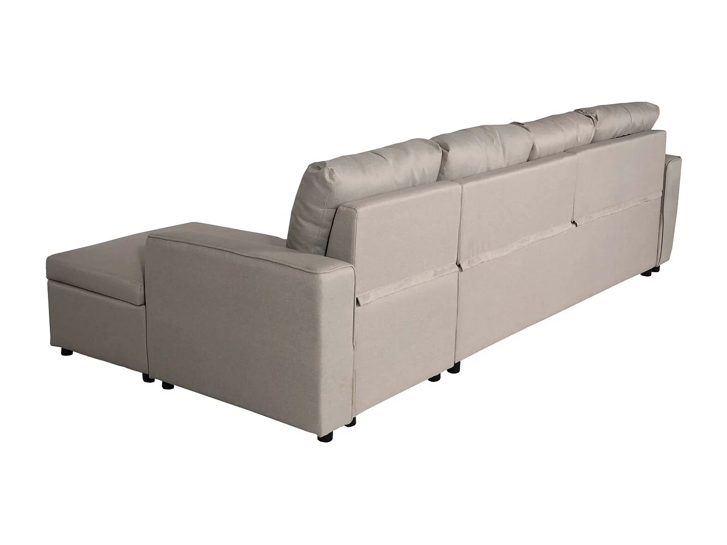 Divano letto angolare con penisola sofà reclinabile MCW-L16 molle nosag tessuto beige