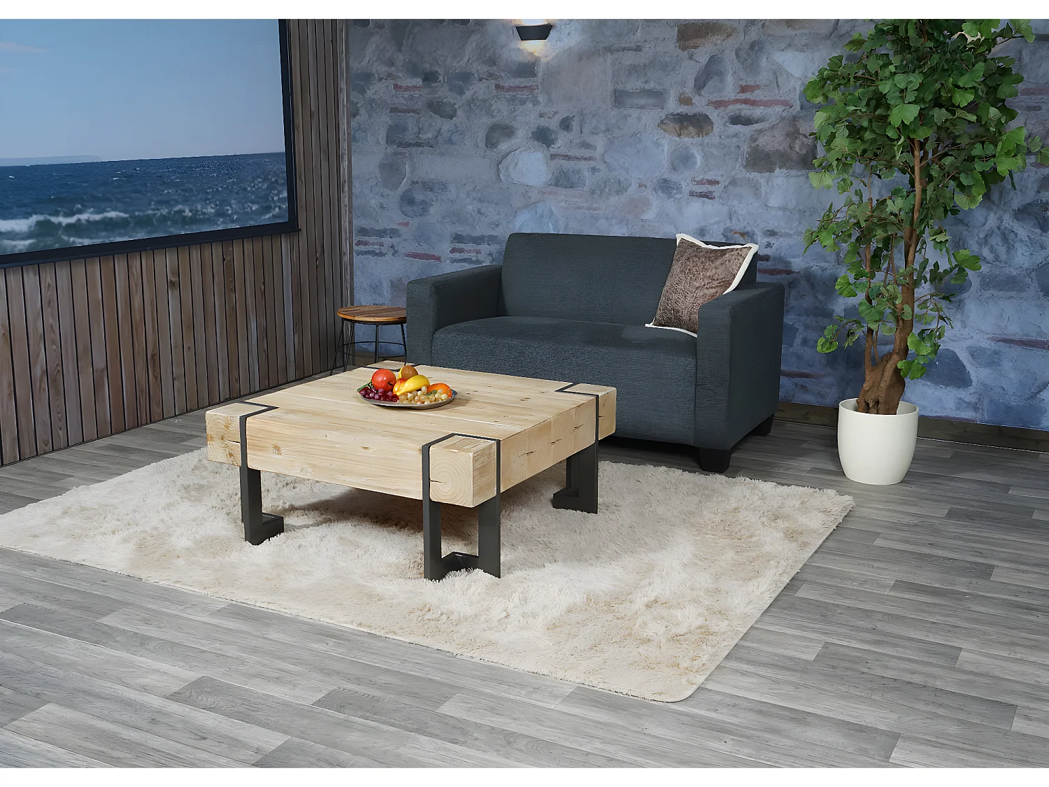 2er Sofa Couch Moncalieri Loungesofa, Anthrazit-grau