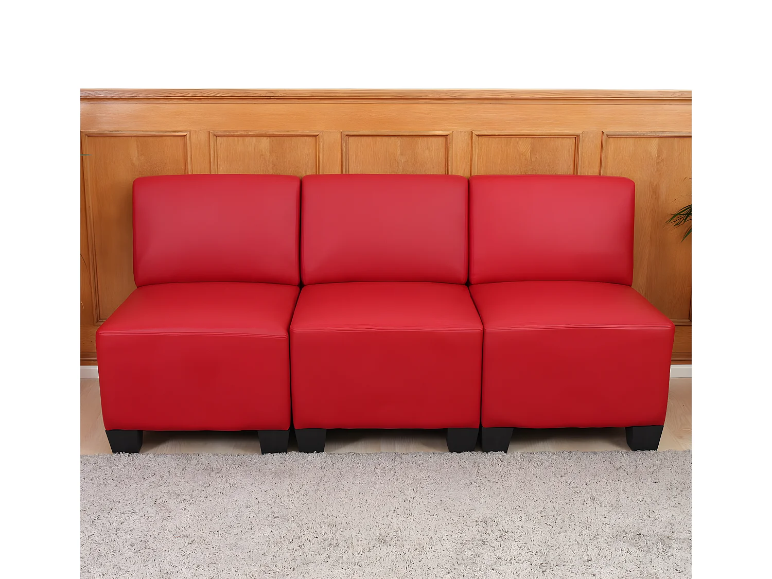 3-Sitzer Moncalieri, Rot, ohne Armlehnen