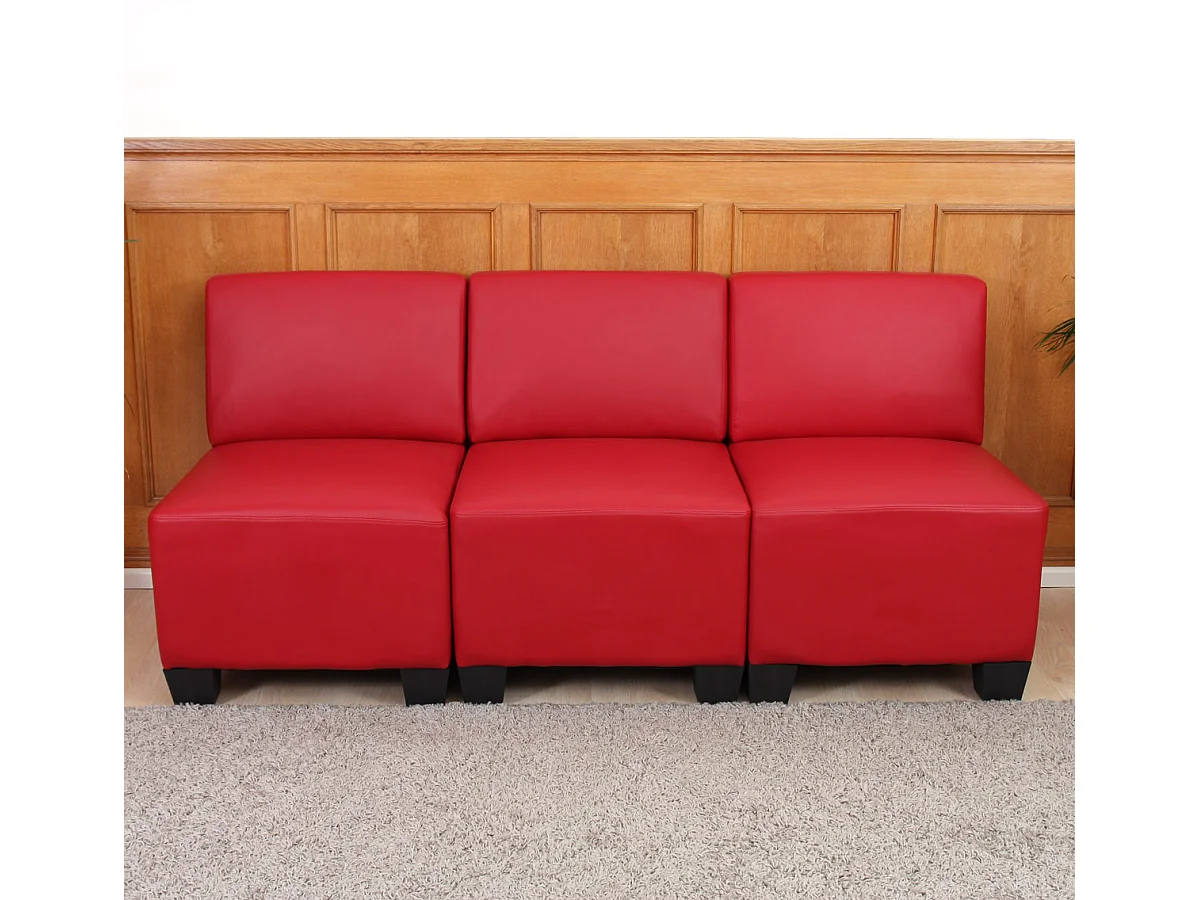 3-Sitzer Moncalieri, Rot, ohne Armlehnen