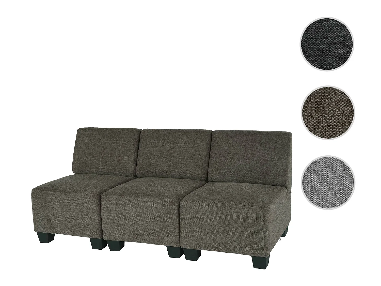 Sofá modular 3 plazas Moncalieri,  marrón, sin reposabrazos