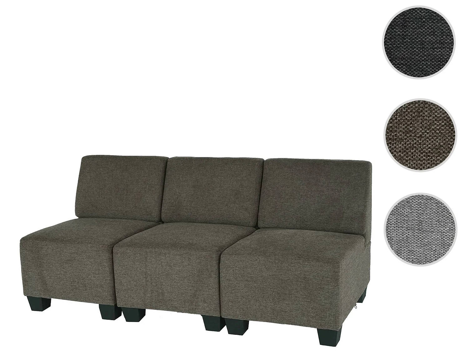 Modular Canapé 3 places Moncalieri,  marron, sans accoudoirs