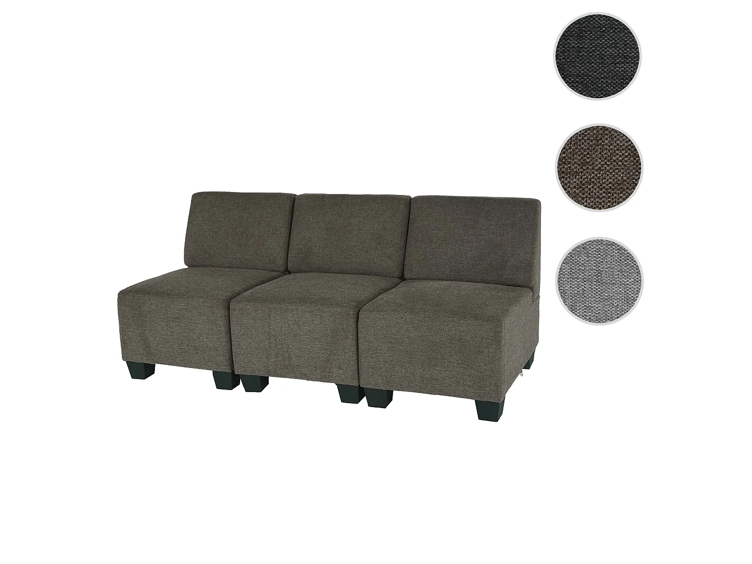 Modułowa sofa 3-osobowa Moncalieri,  brązowa, bez podłokietników