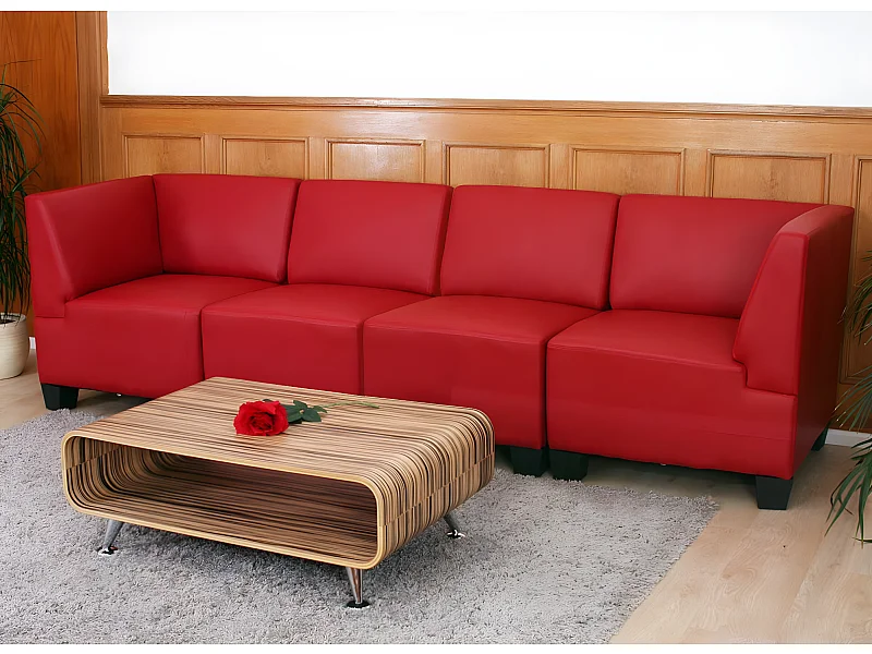 Modulaire 4-zitsbank Moncalieri,  rood, hoge armleuningen
