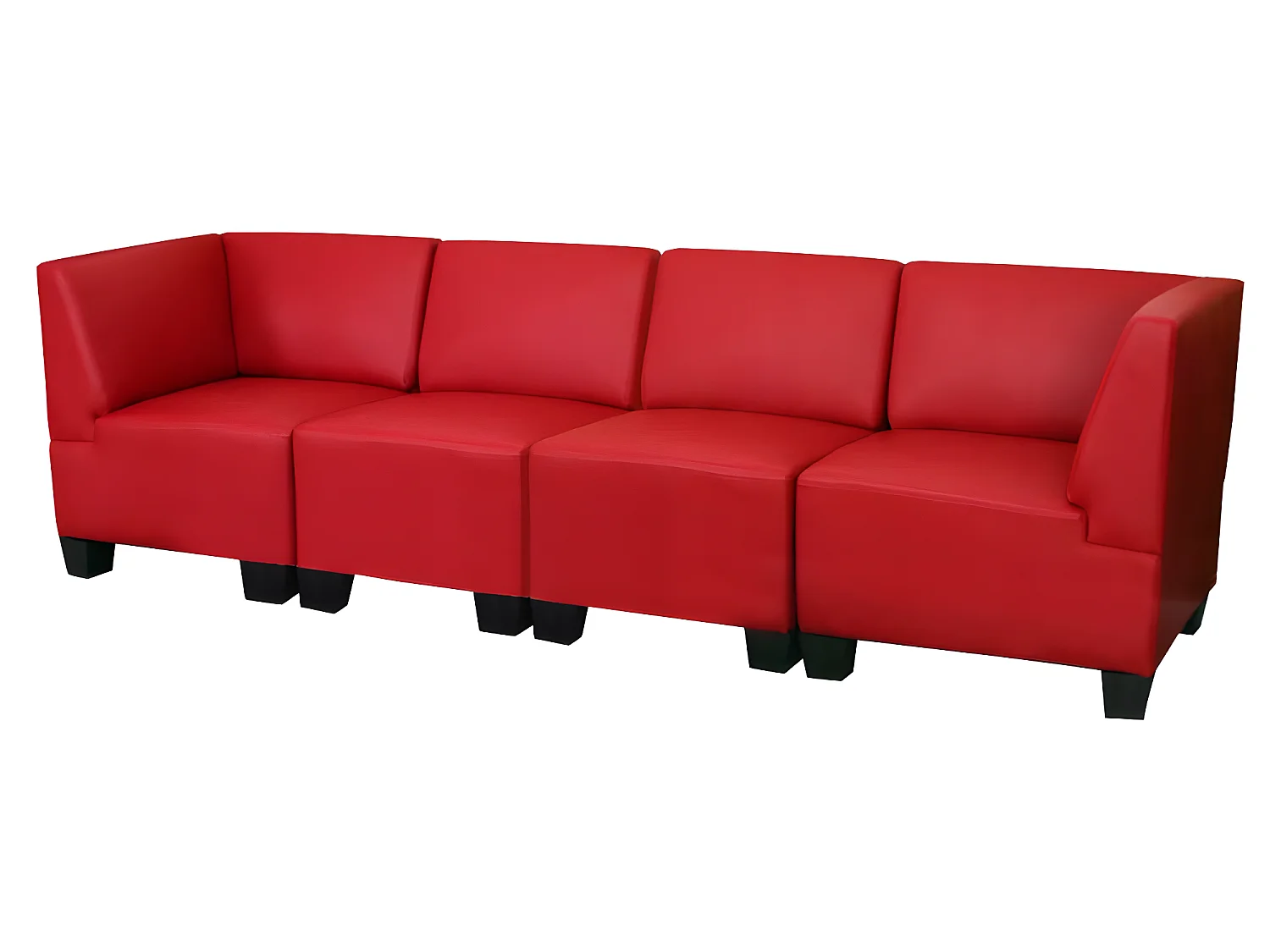 Modular 4-Sitzer Moncalieri, Rot, hohe Armlehnen