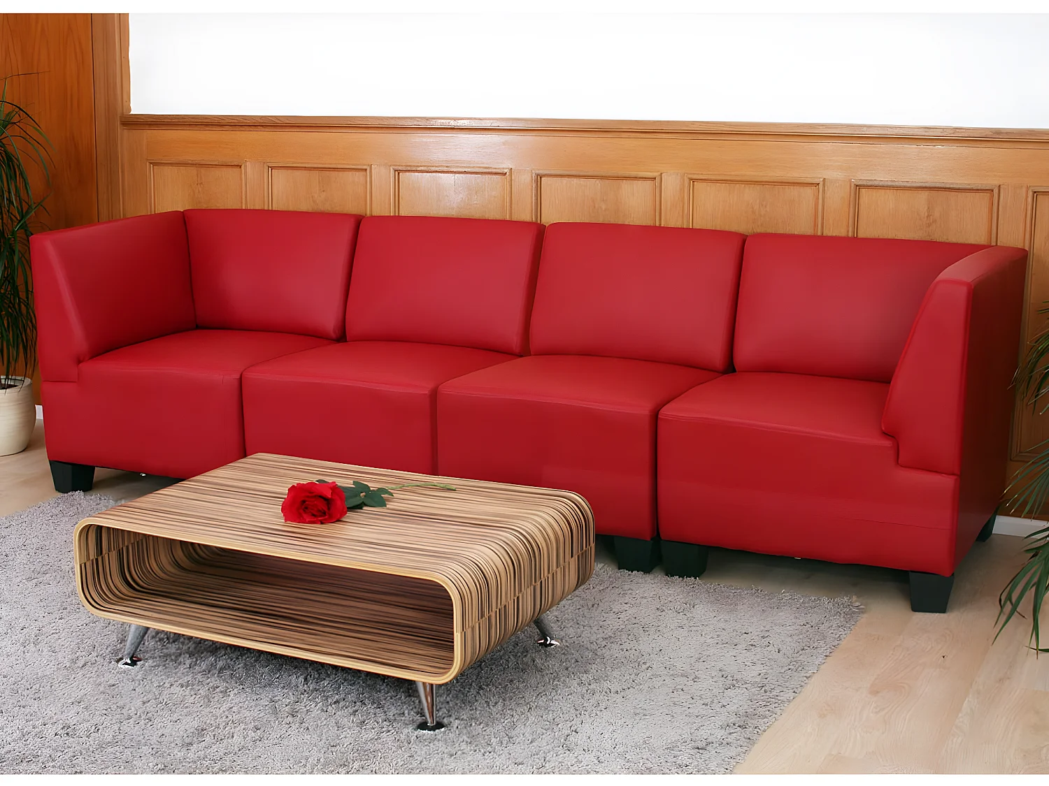 Modular 4-Sitzer Moncalieri, Rot, hohe Armlehnen