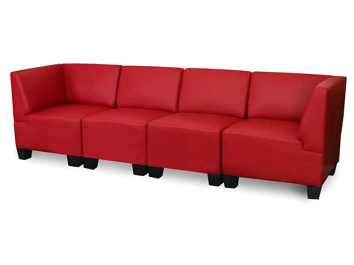 Modular 4-Sitzer Moncalieri, Rot, hohe Armlehnen