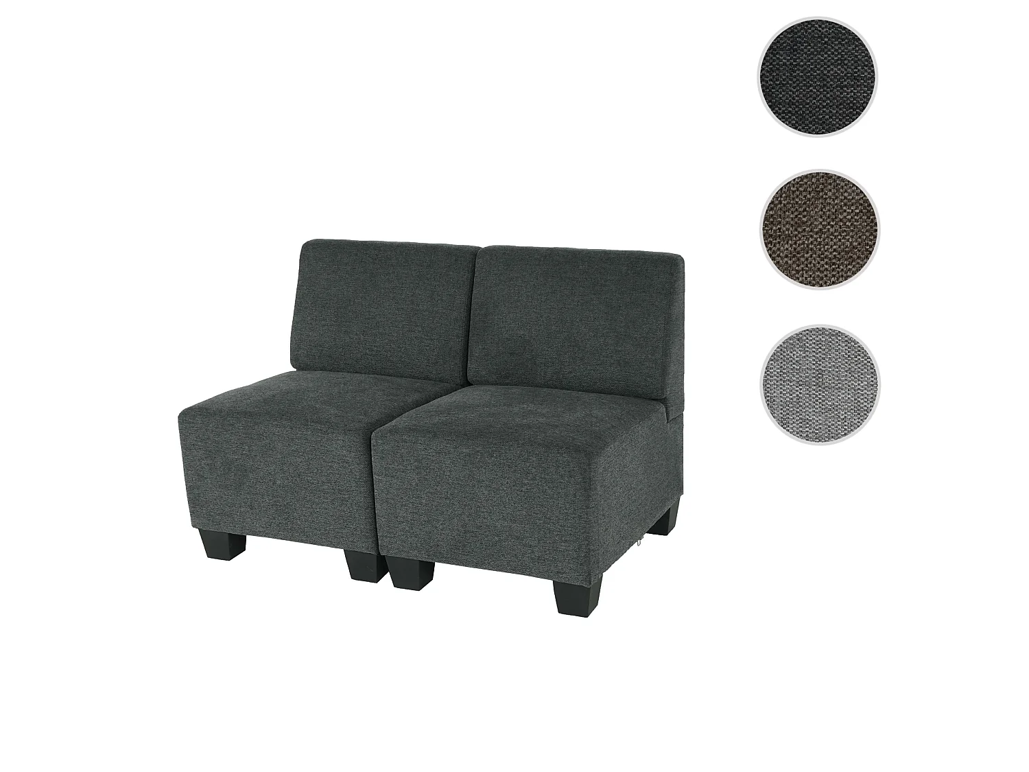 Modułowa sofa 2-osobowa Moncalieri,  antracytowo-szary, bez podłokietników