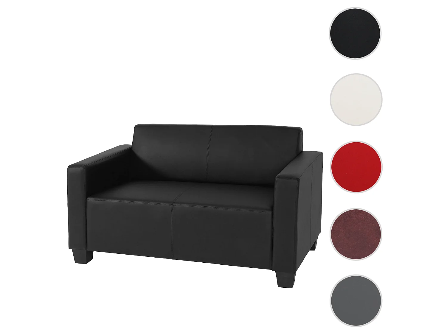 Sofa 2-osobowa Moncalieri imitacja skóry,  czarny