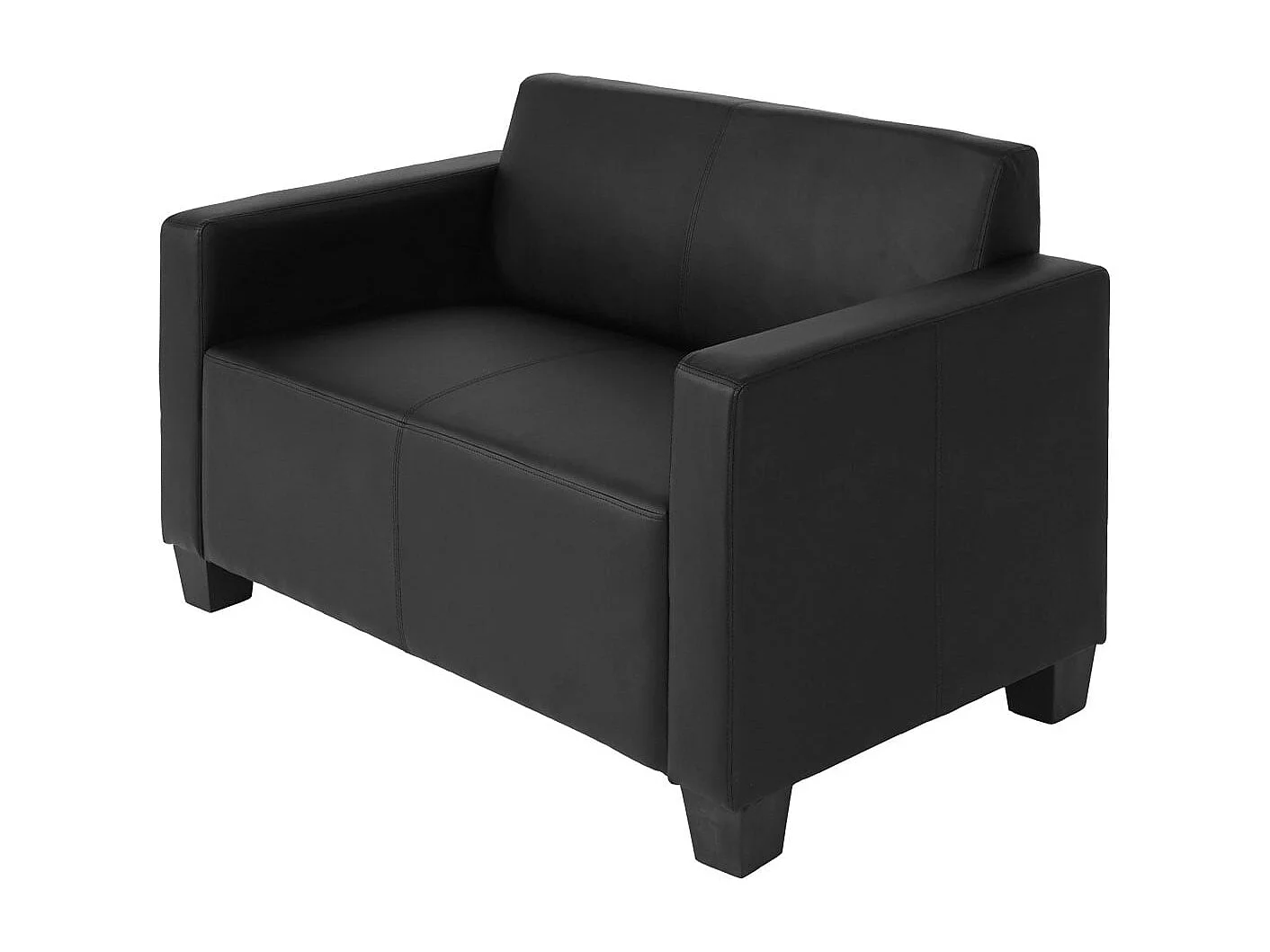 Sofa dwuosobowa Moncalieri ze sztucznej skóry,  czarna