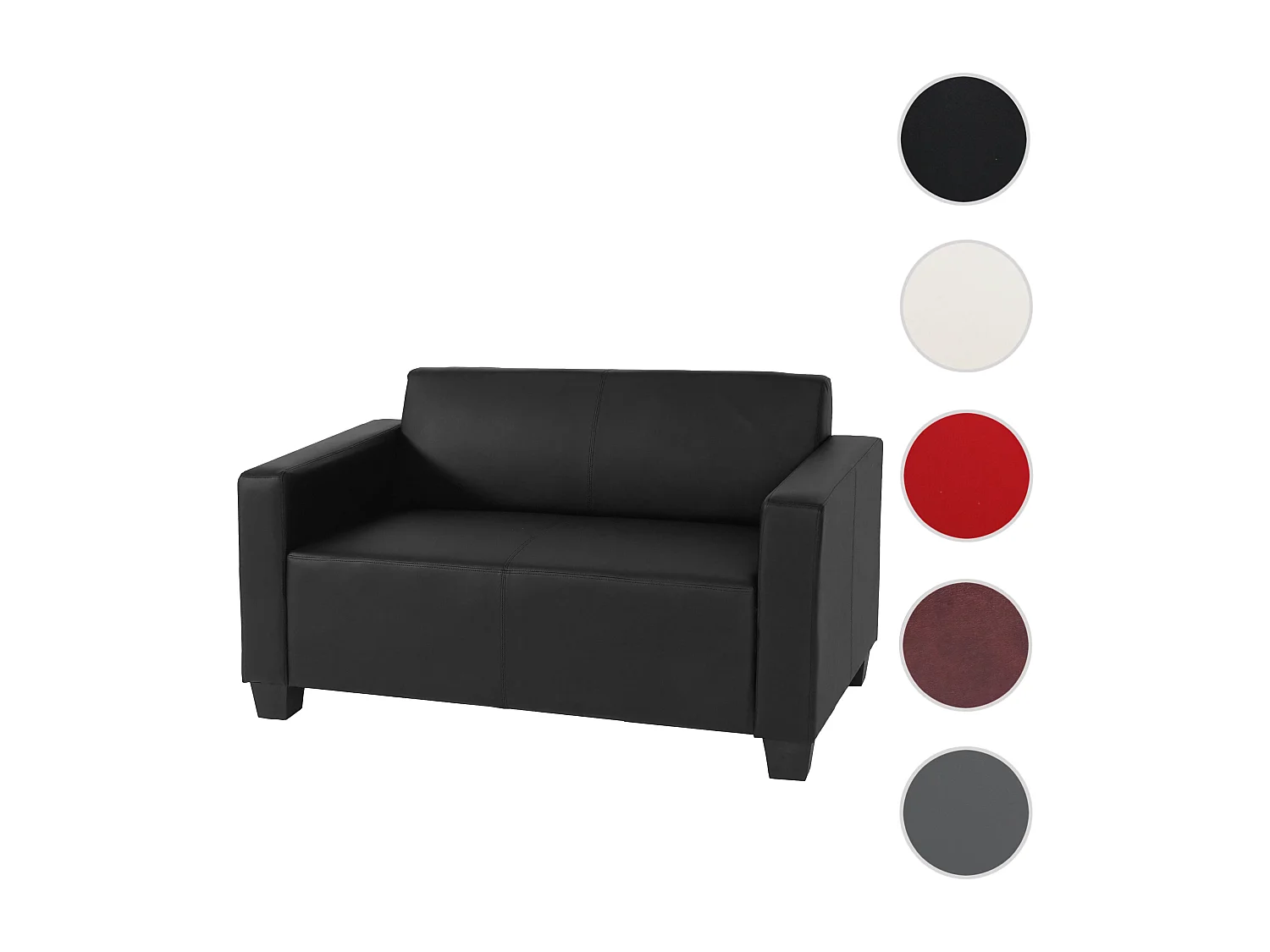 Sofa dwuosobowa Moncalieri ze sztucznej skóry,  czarna