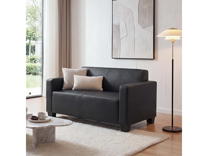 2er Sofa Moncalieri Kunstleder, Schwarz