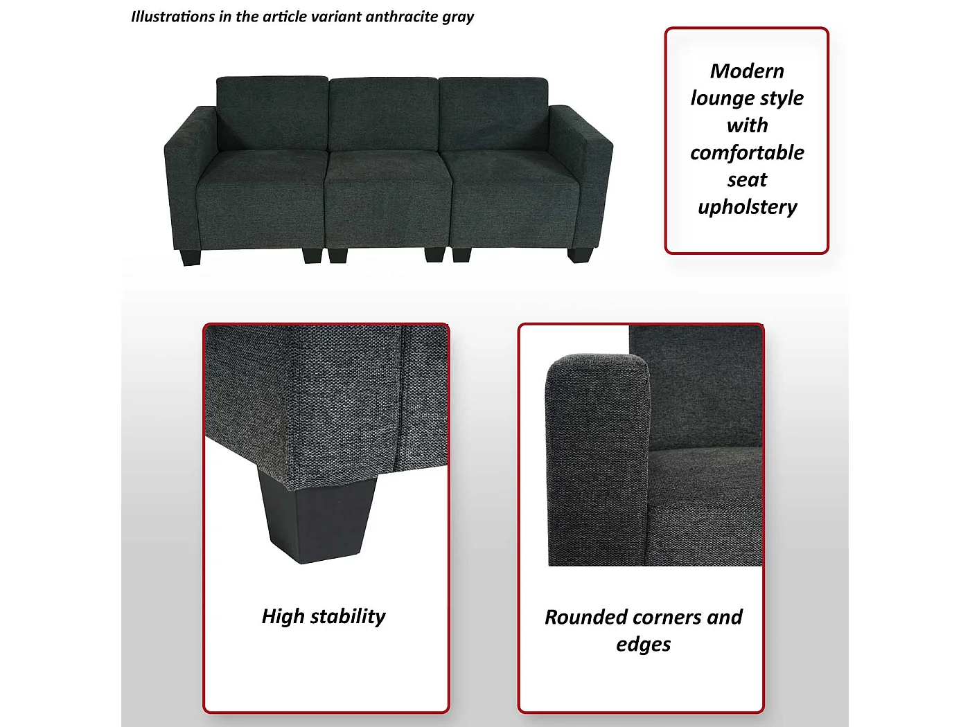 Modułowa sofa 3-osobowa Moncalieri,  brązowy