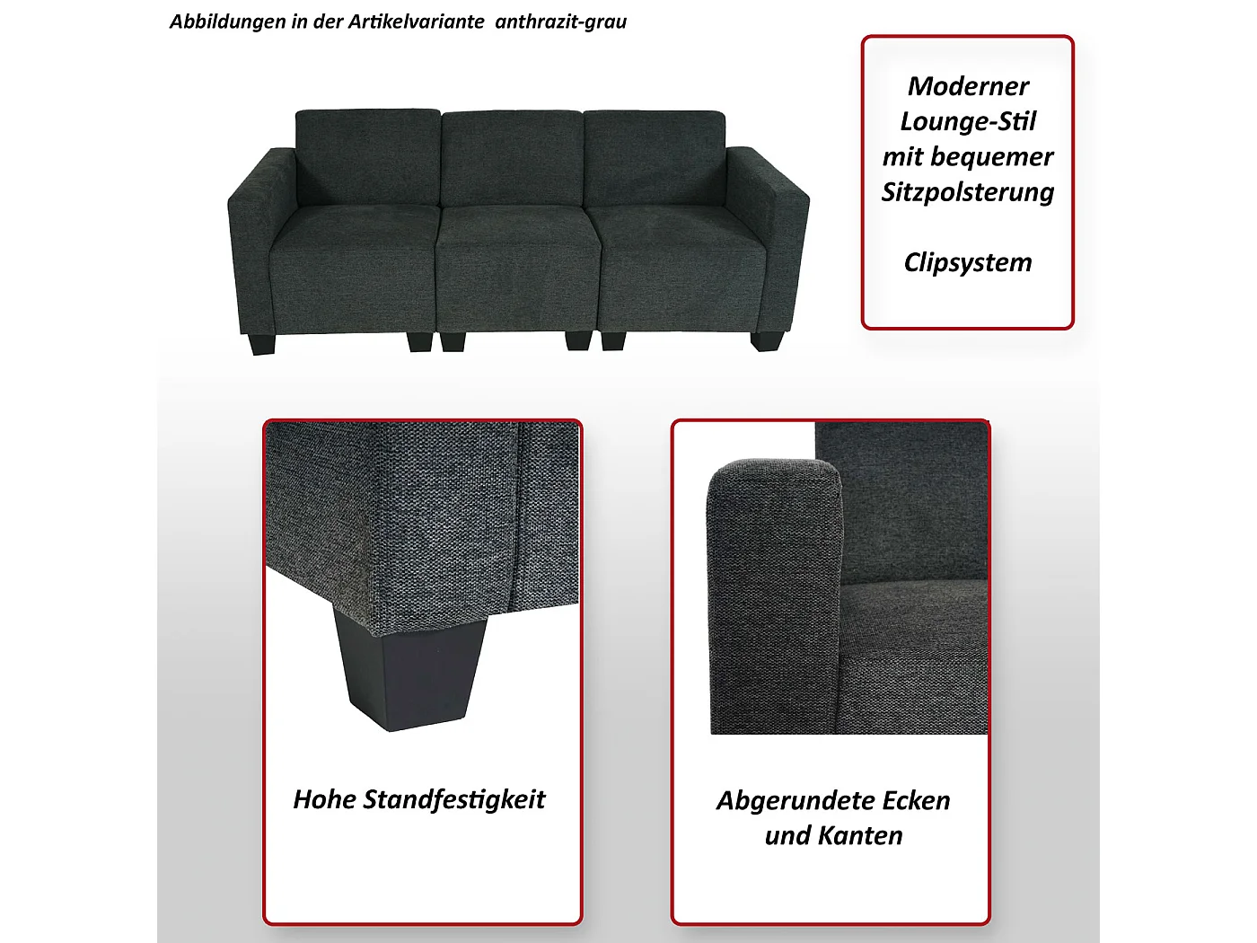 Modułowa sofa 3-osobowa Moncalieri,  brązowy