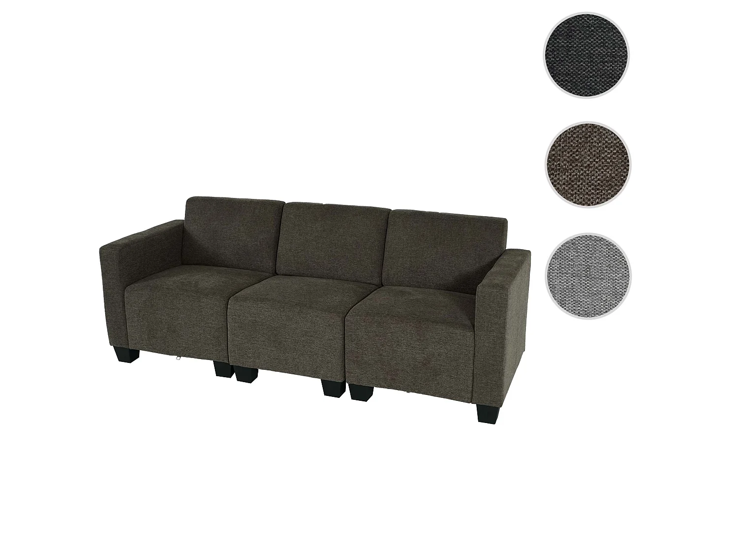 Modułowa sofa 3-osobowa Moncalieri,  brązowa