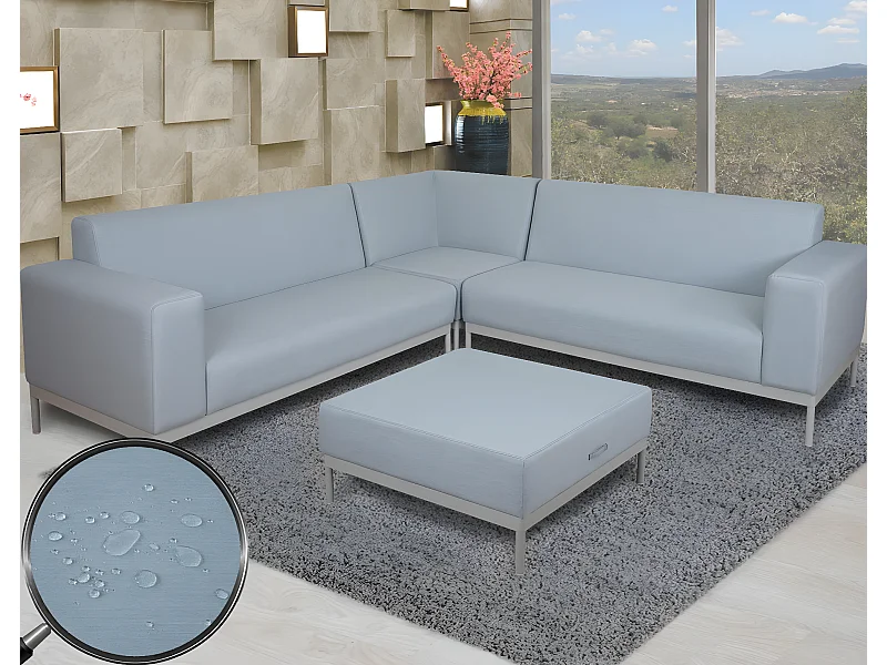 Ecksofa MCW-C47 ohne Ablage, Blau ohne Ablage
